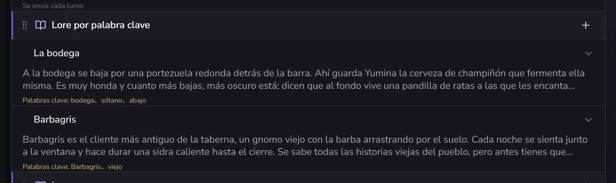 Lore por palabra clave