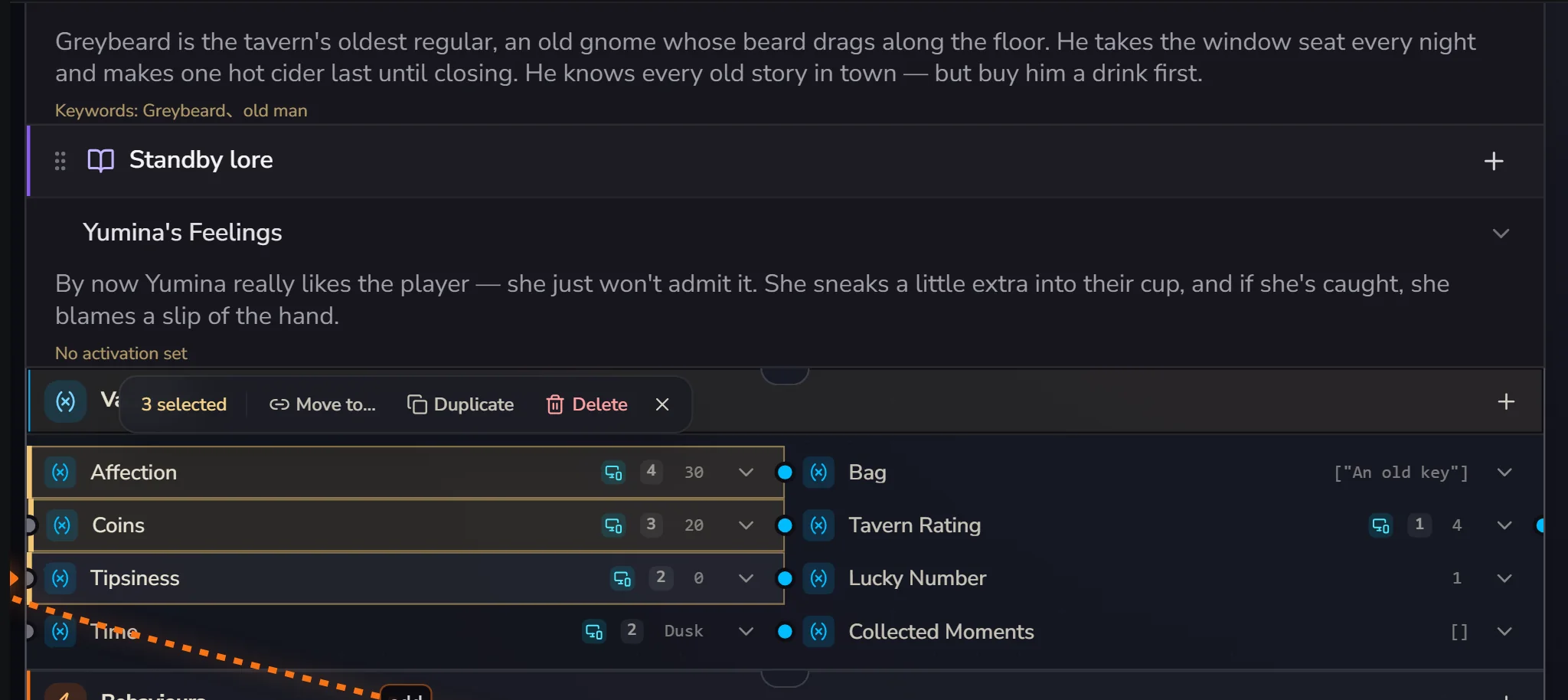 Three variables selected