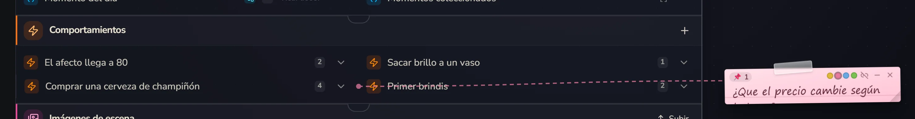 Una nota pegada en un comportamiento