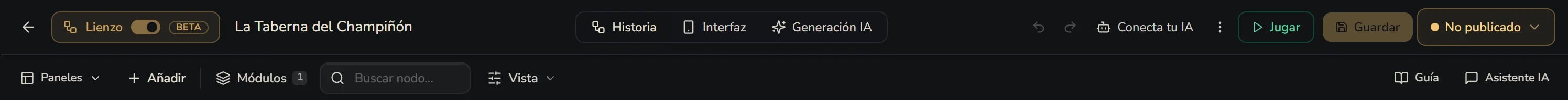 La barra superior