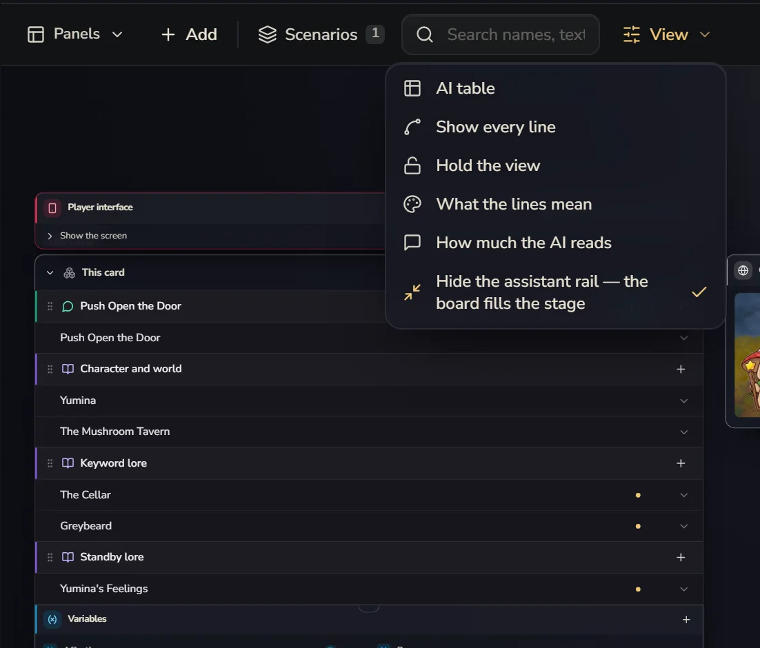 The View menu