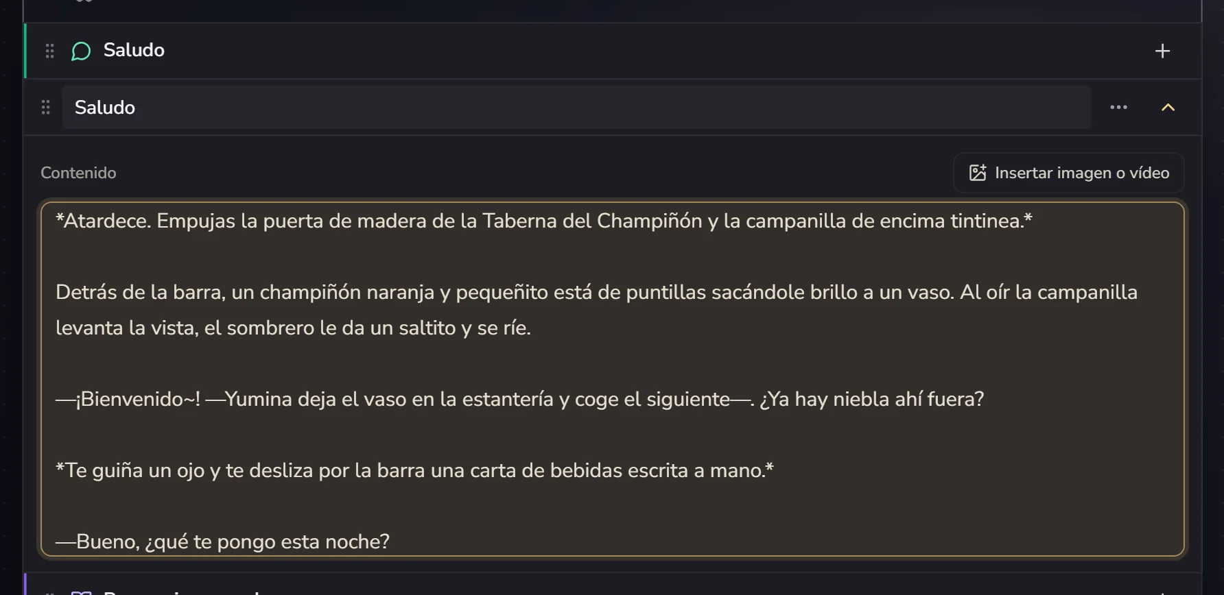 La apertura ya escrita